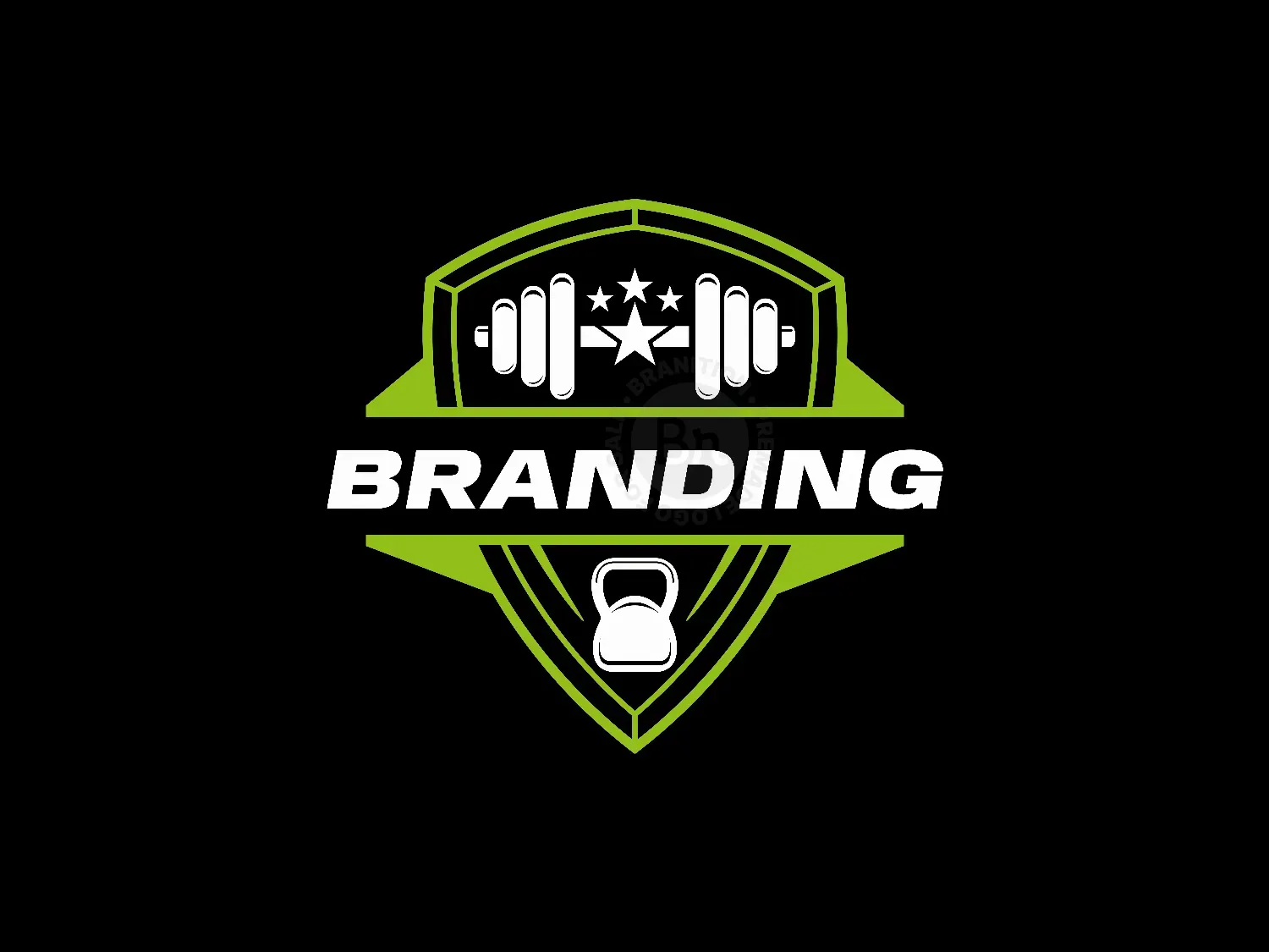 Fitness Branding With Kettlebell And Barbell