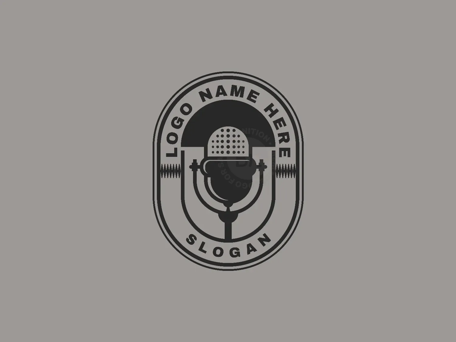 Vintage Microphone Emblem Logo Design