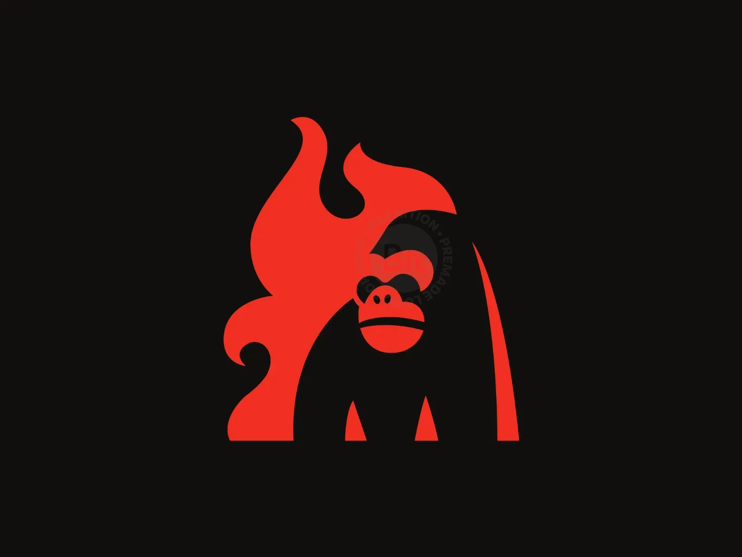 Cute Gorilla On Fire Logo