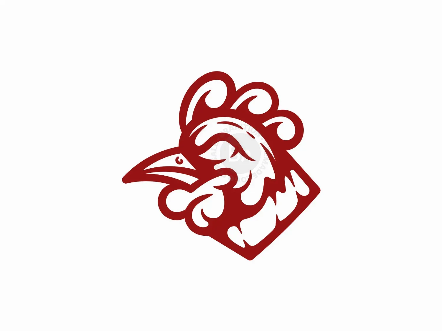 Head Rooster Geometric Illustration Creative Logo