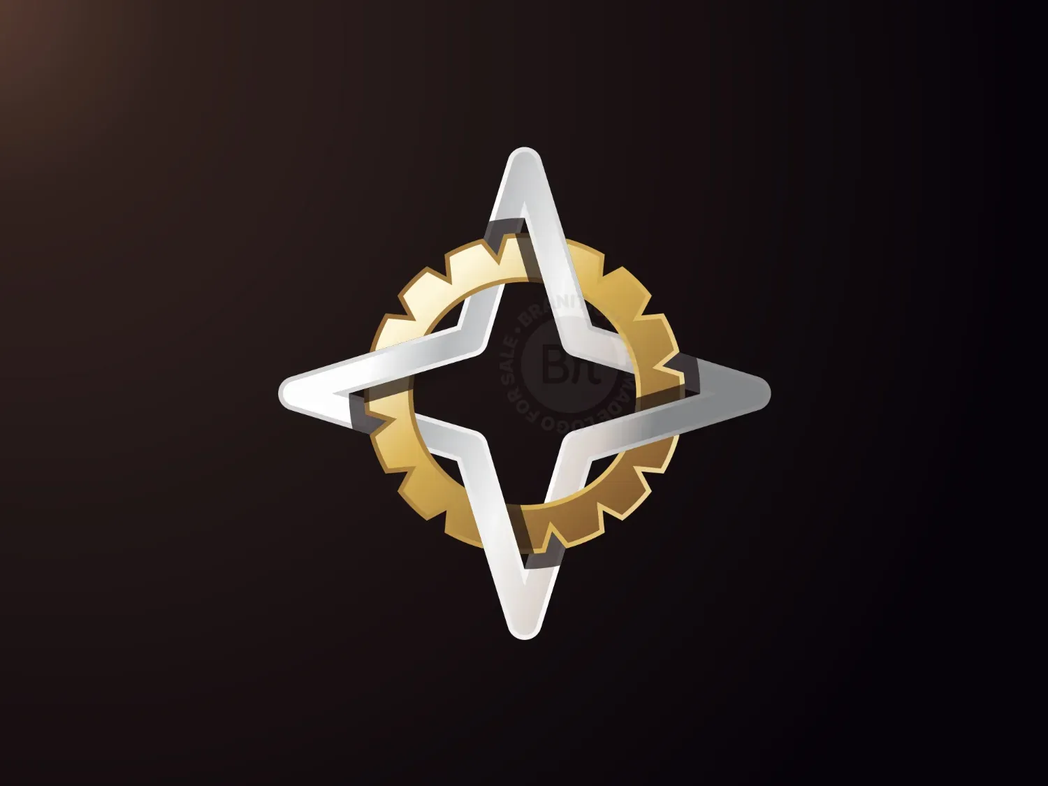 Golden Gear And Silver Star Logo