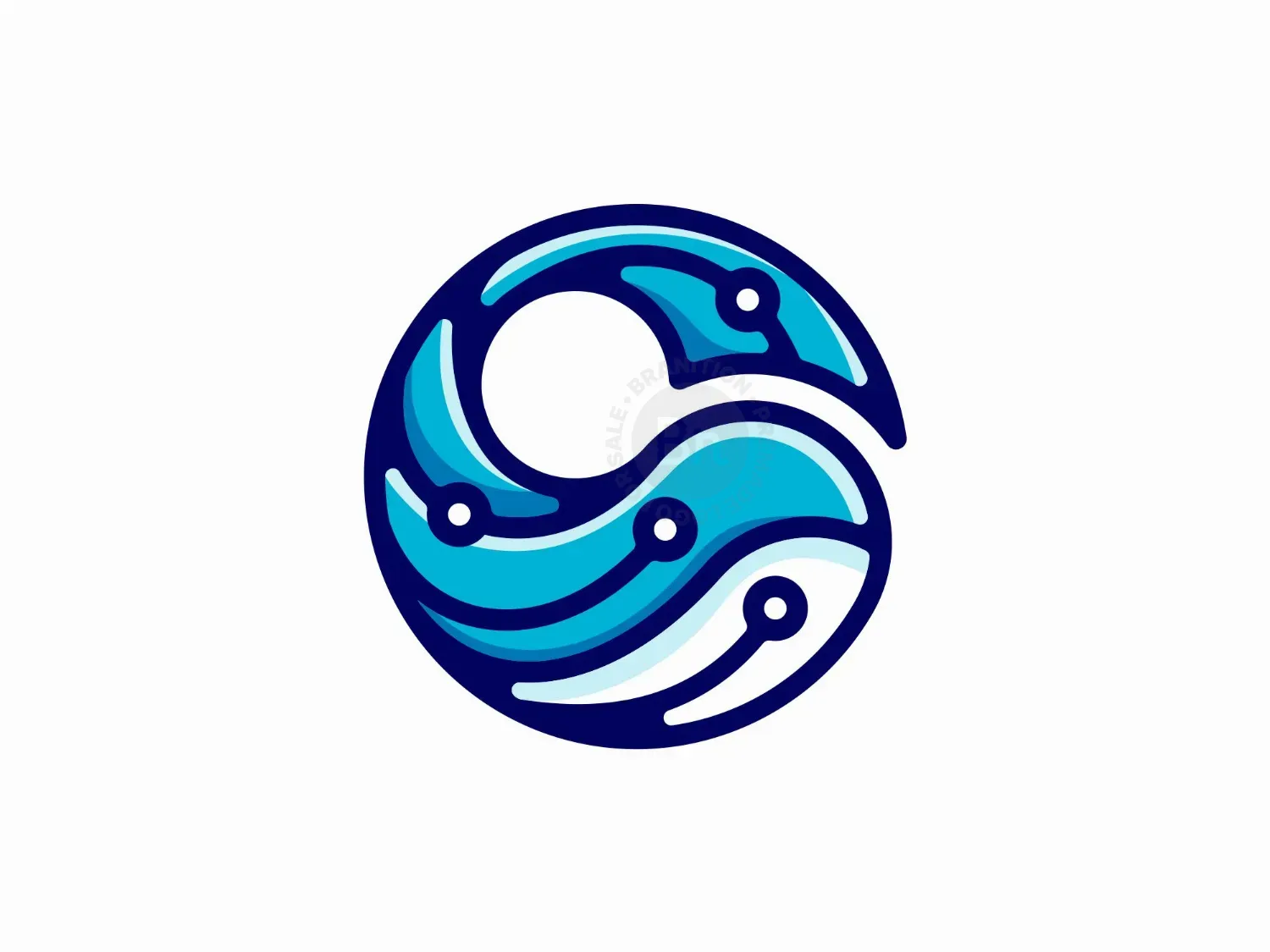Whale Circuit Modern Logo