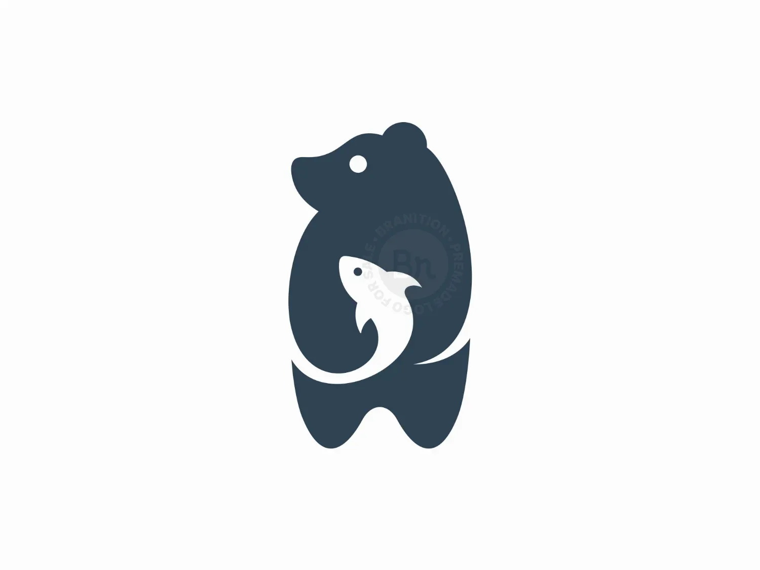 Bear Fish Silhouette Logo
