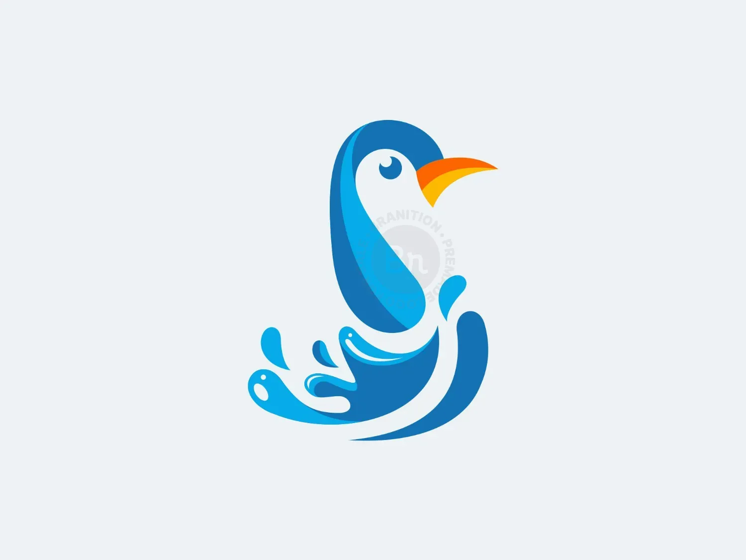 Penguin Water Splash Color Logo