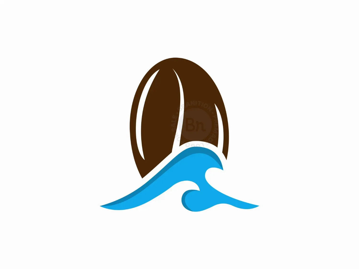 Bean Coffee Wave Ocean Logo