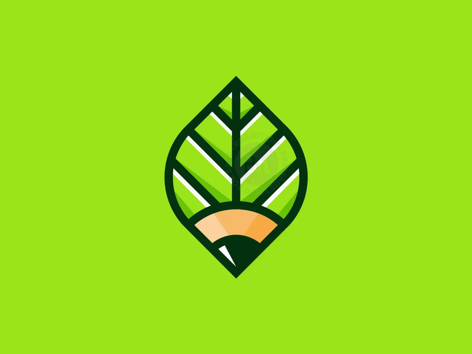 Pencil Leaf Nature Logo