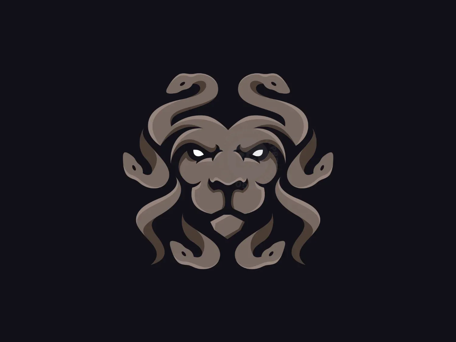 Lion Medusa Animal Logo