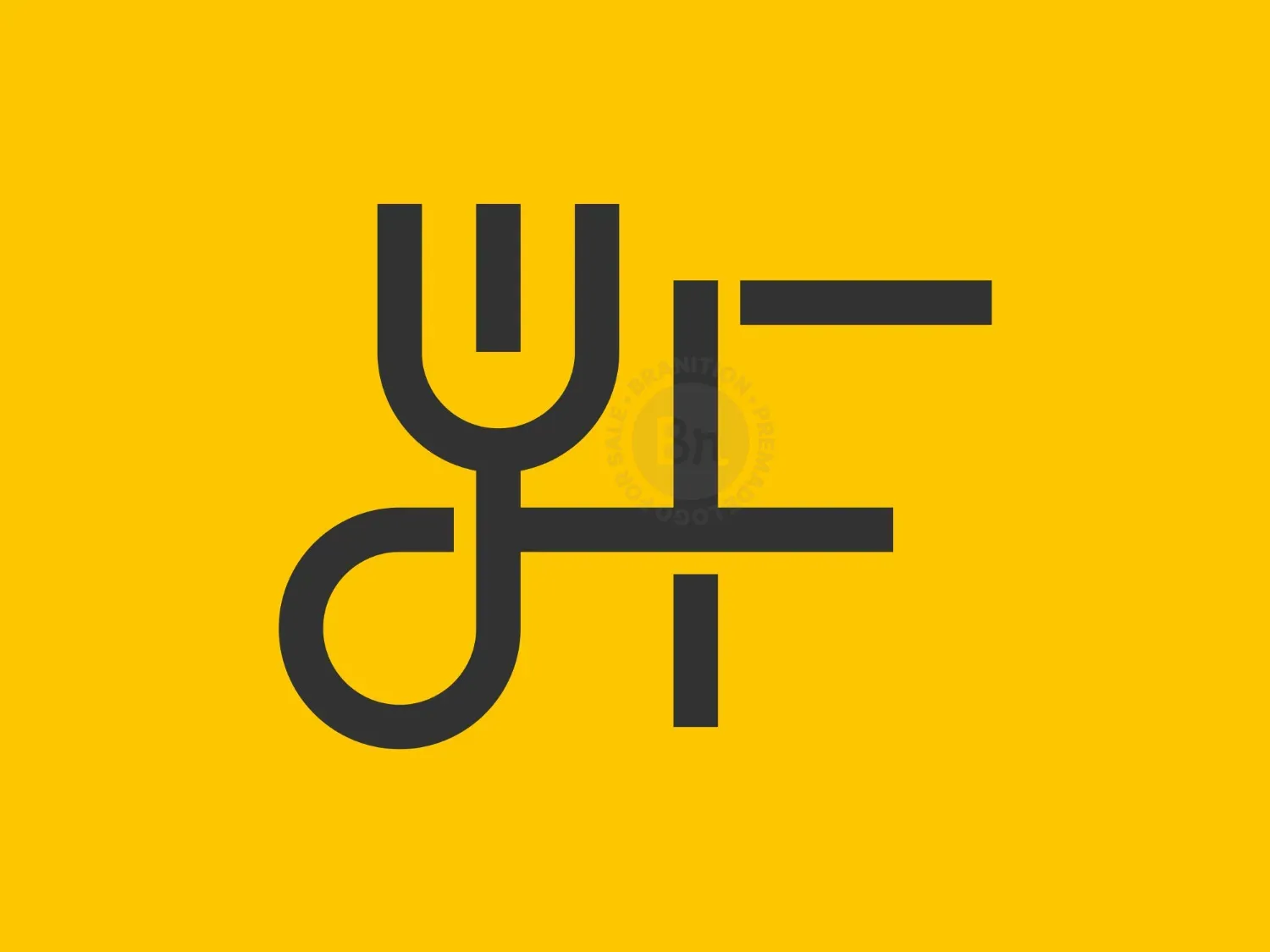 Letter F Fork Food Logo