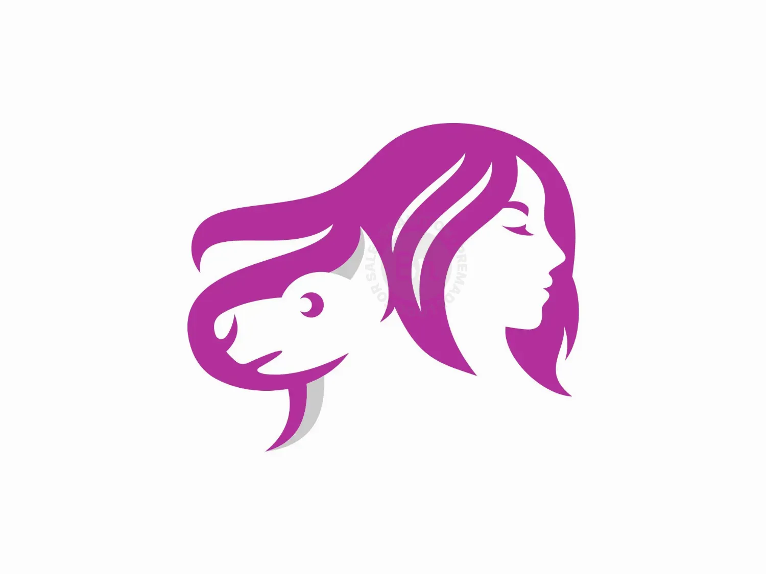 Dog Woman Vet Silhouette Logo