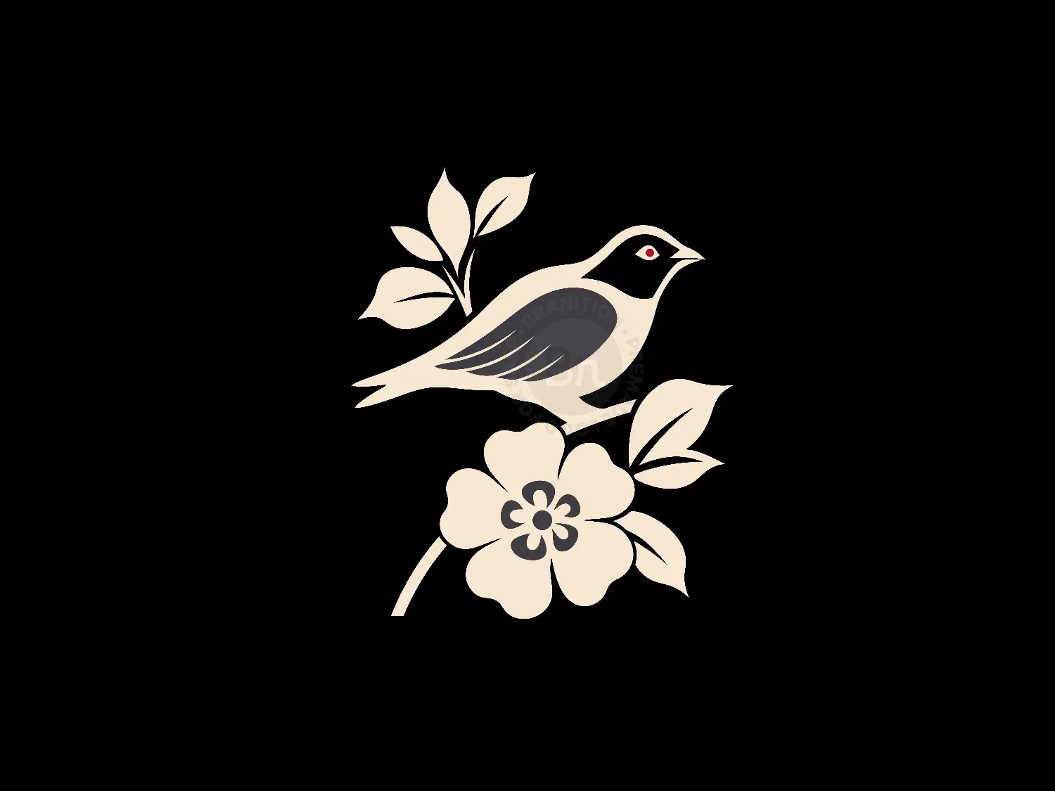 Modern Bird With Flowers Logo