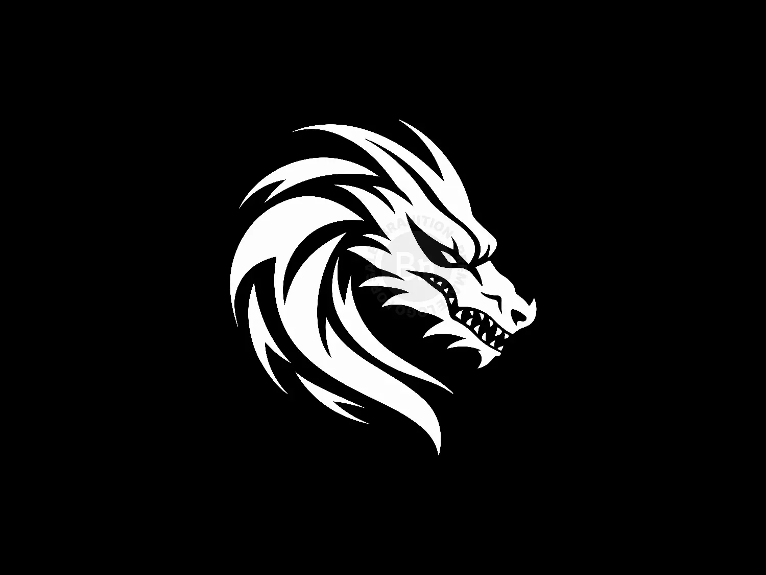 Modern White Dragon Head Logo