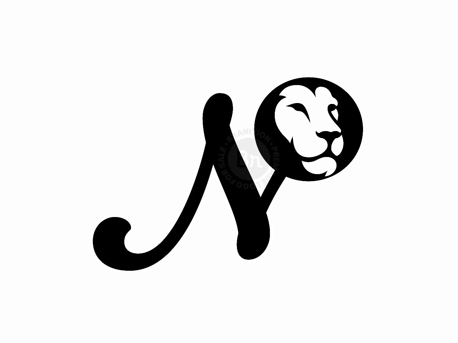 Elegant And Abstract Letter N With Lion Face Logo