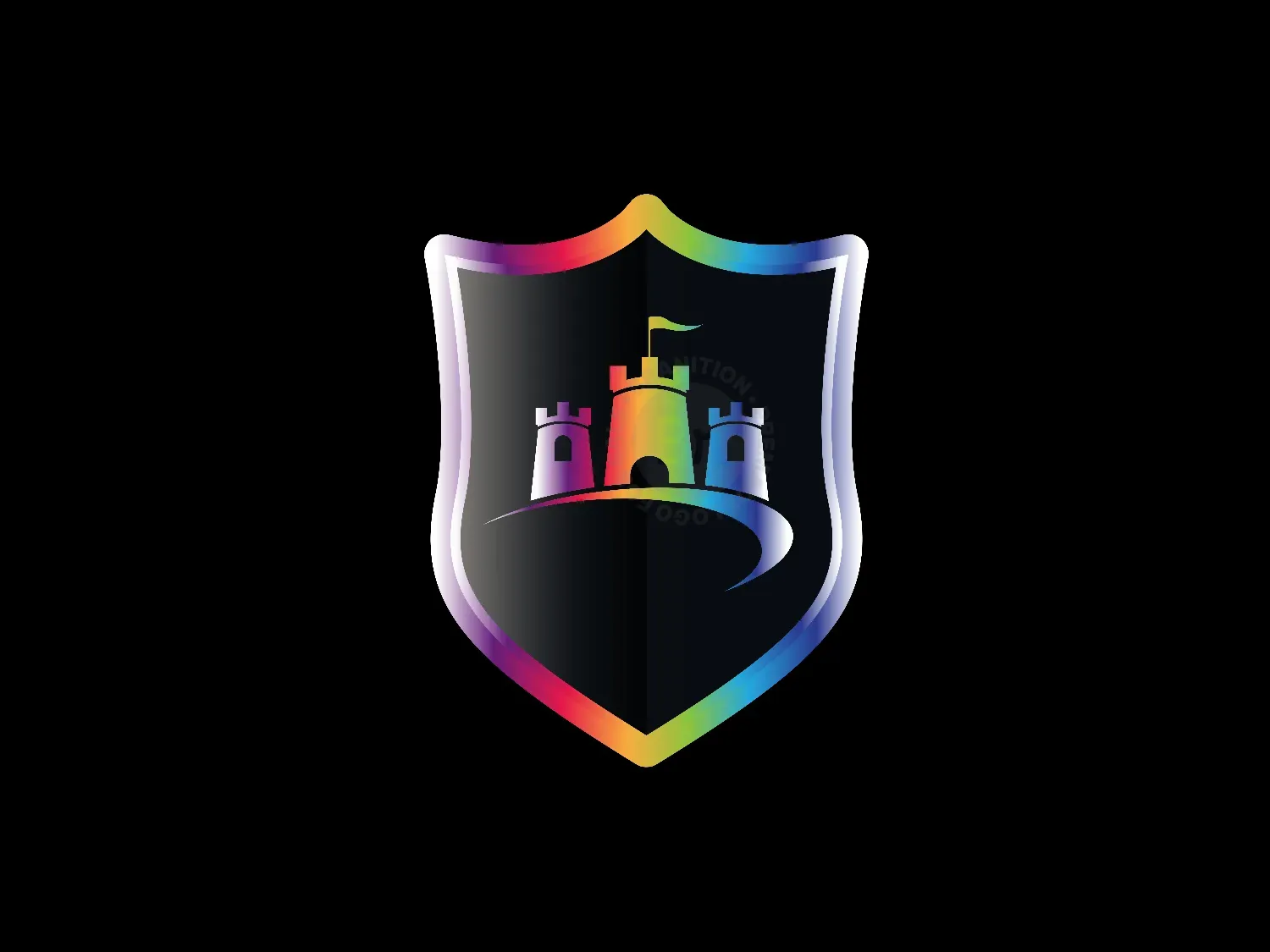 Elegant Colorful Shield With Castle Logo