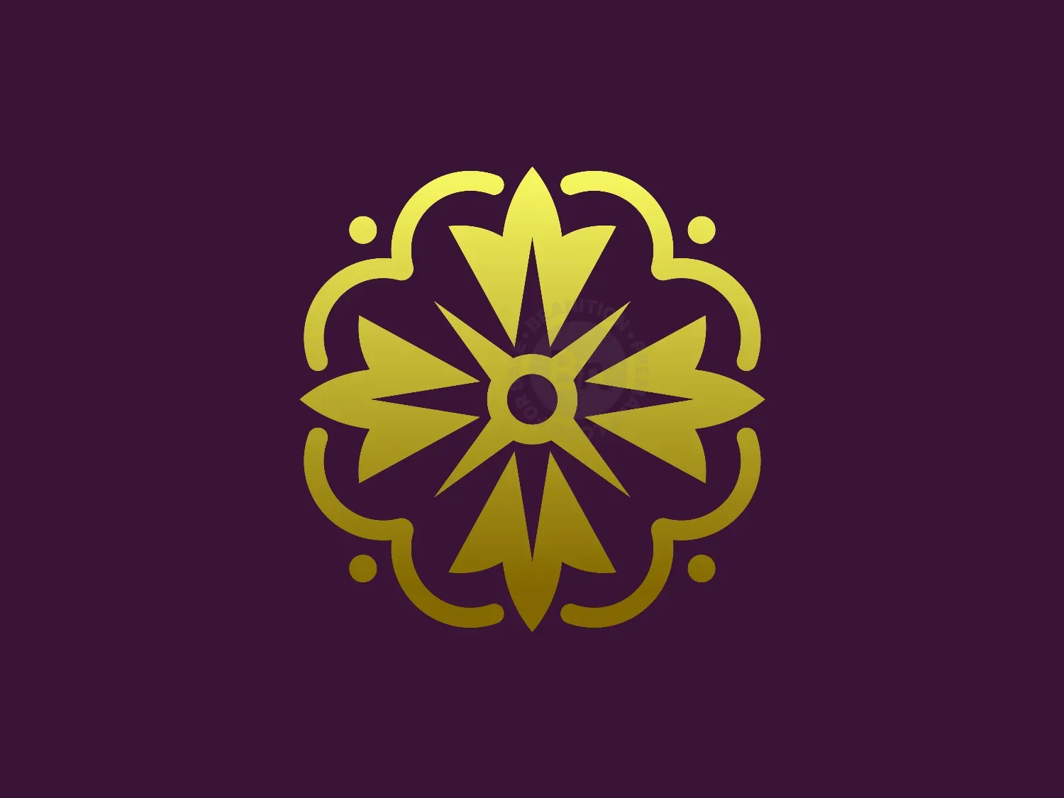 Golden Stylized Chrysanthemum Flower Logo