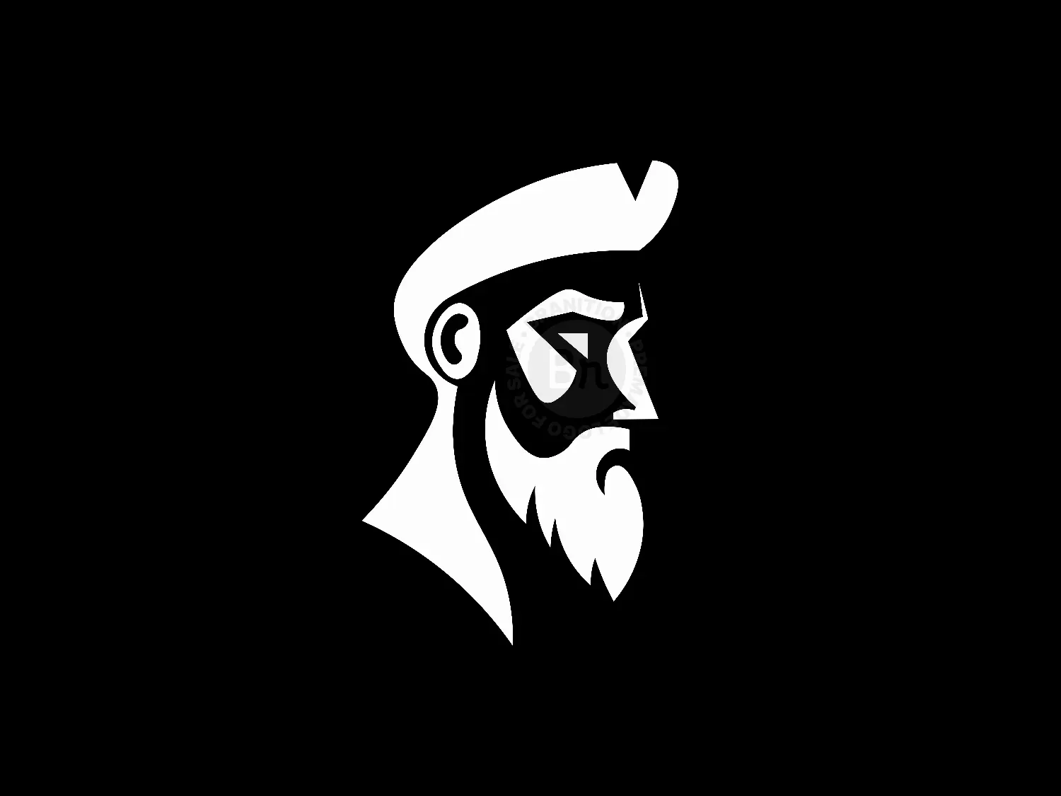 Modern Old Man Face In Profile Logo