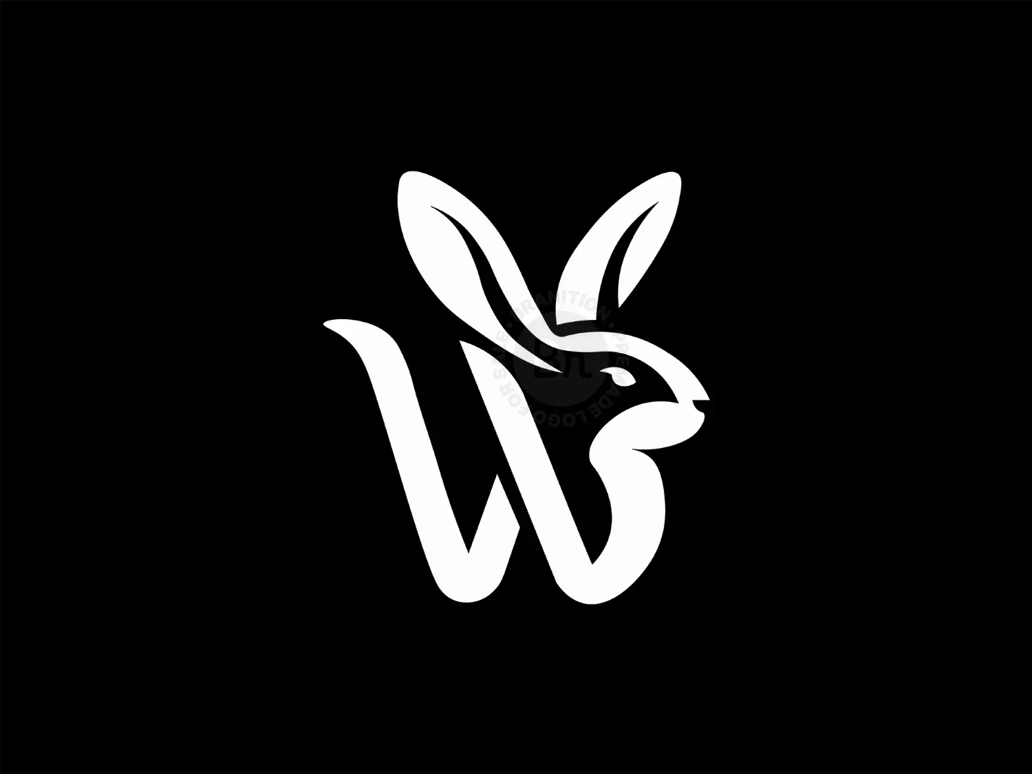 Abstract And Elegant Letter W With Rabbit Head Logo