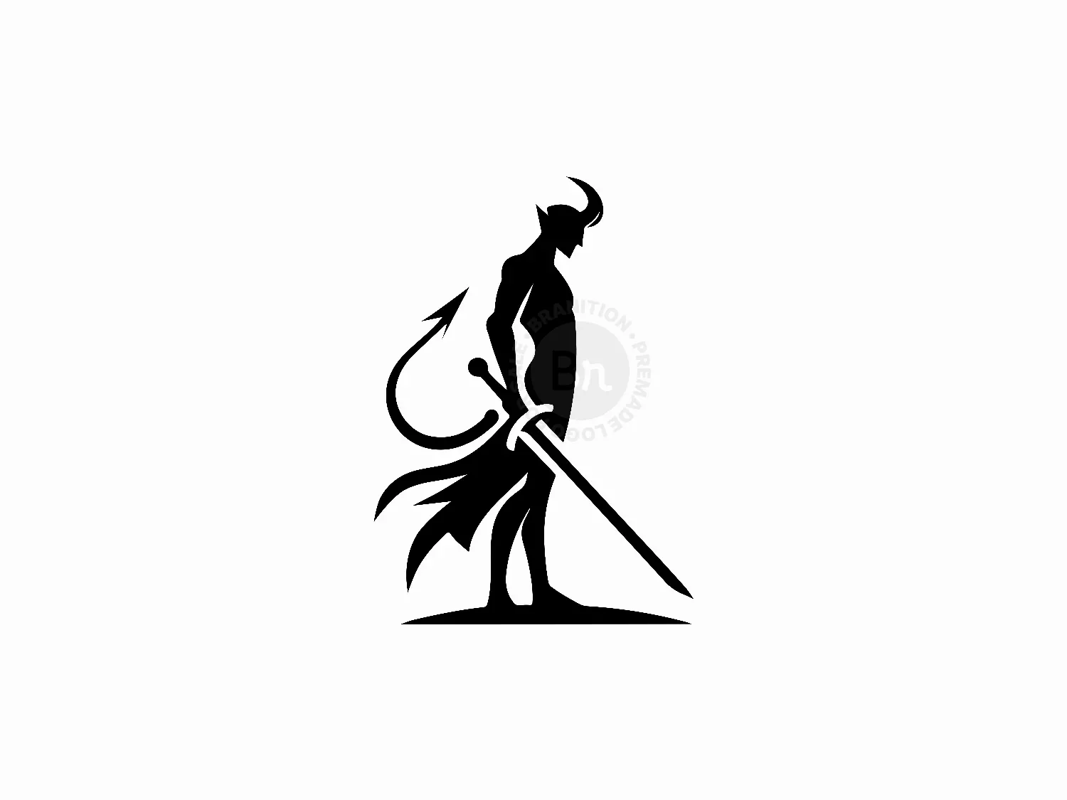 Abstract Black Demon With Sword Logo