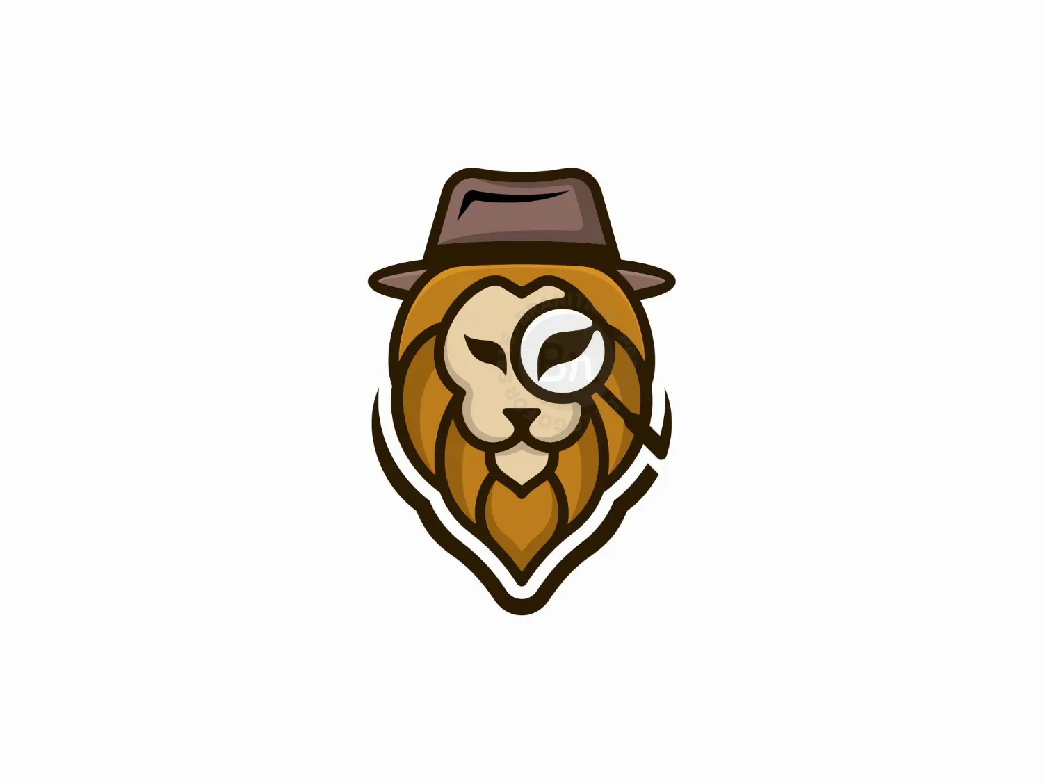 Lion Magnifying Glass Logo
