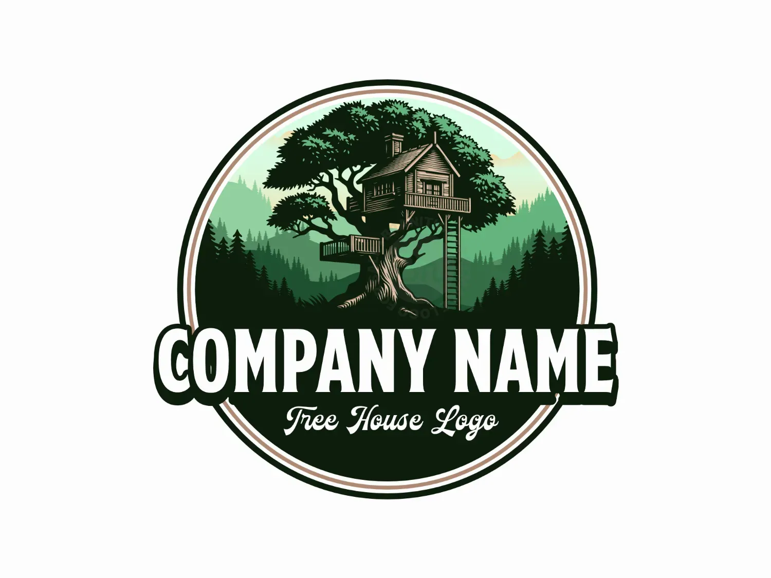 Vintage Treehouse Emblem Logo