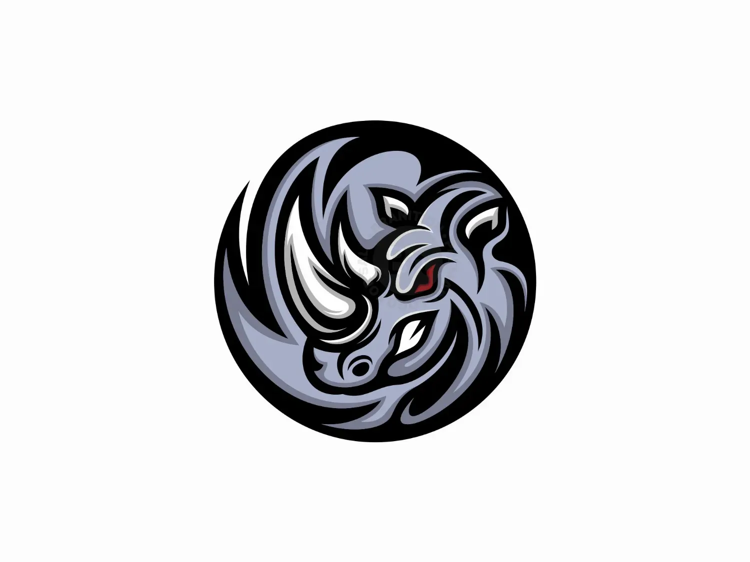 Rhino Mascot Circle Logo
