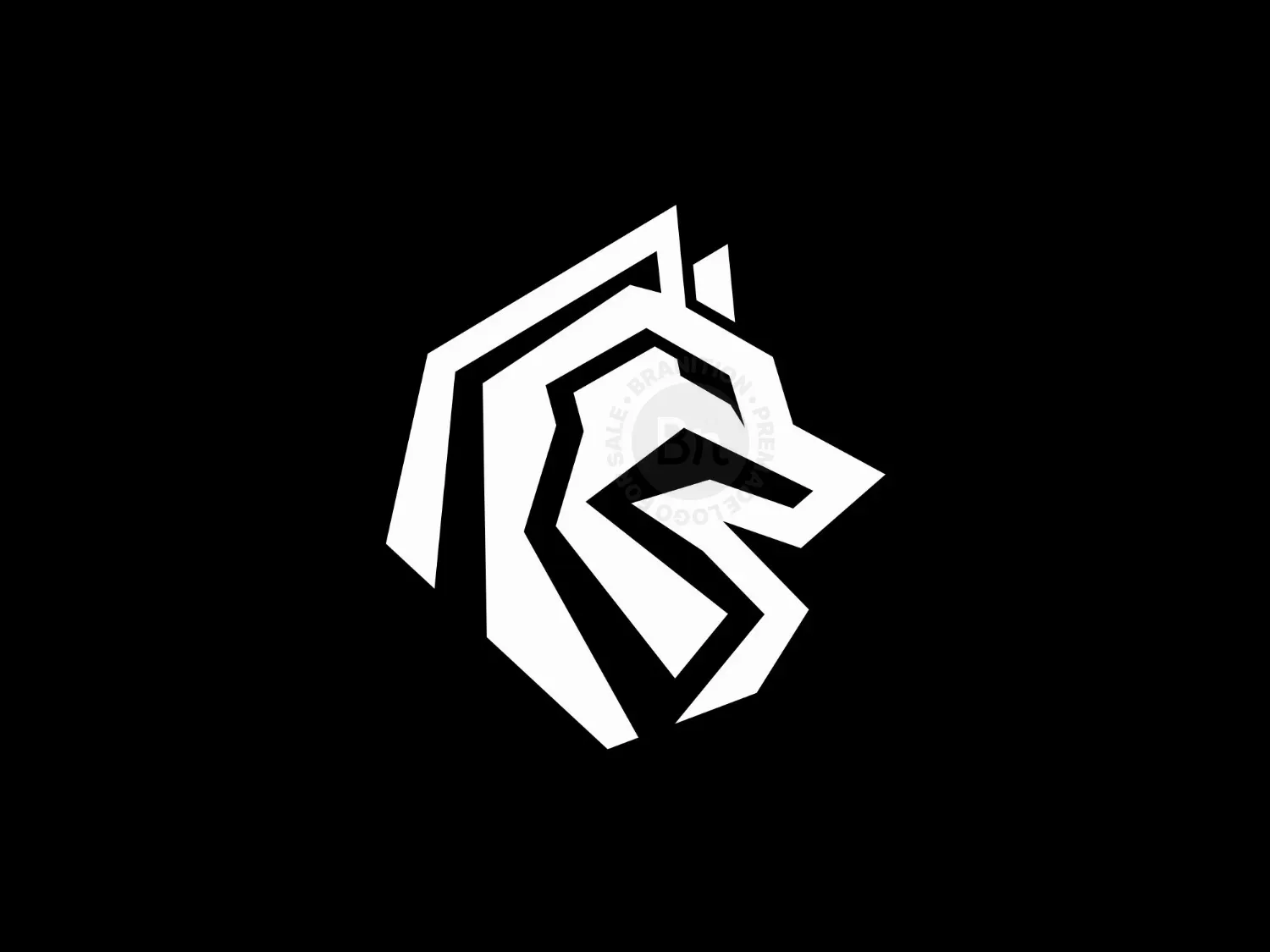 Head Wolf Modern Geometric Logo