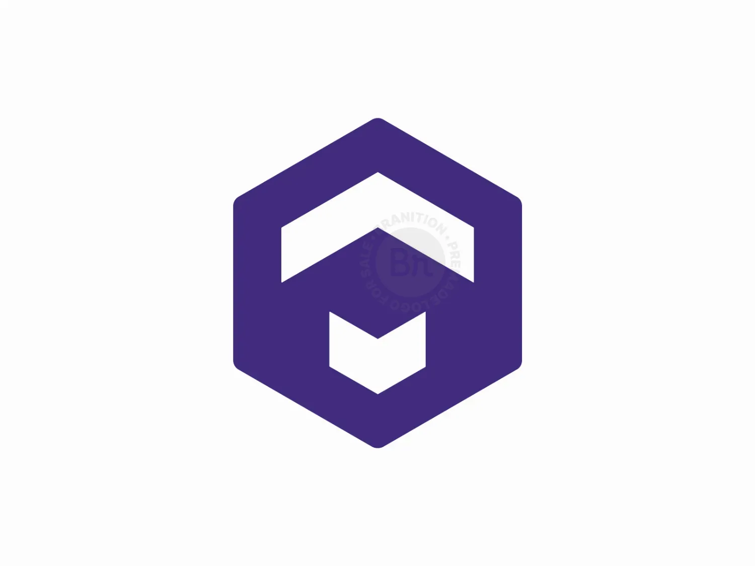Letter T Logo With Up & Down Arrows In Hexagon