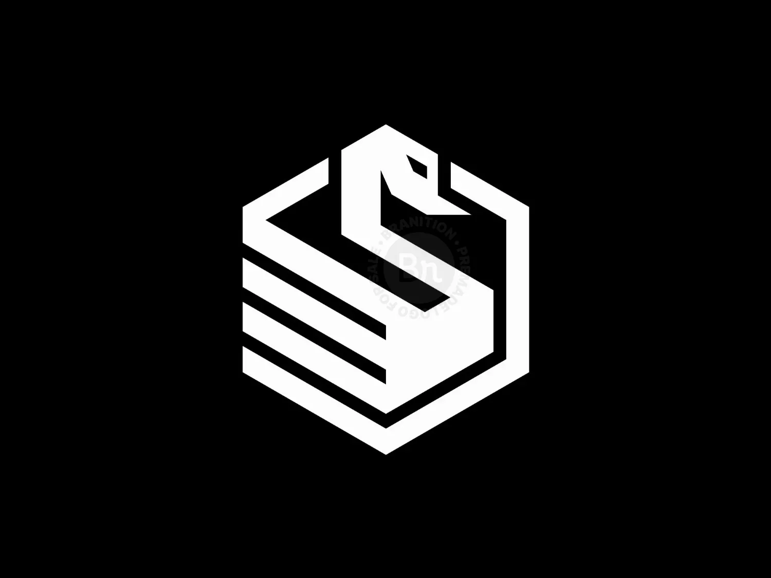 Swan Hexagon Geometric Logo