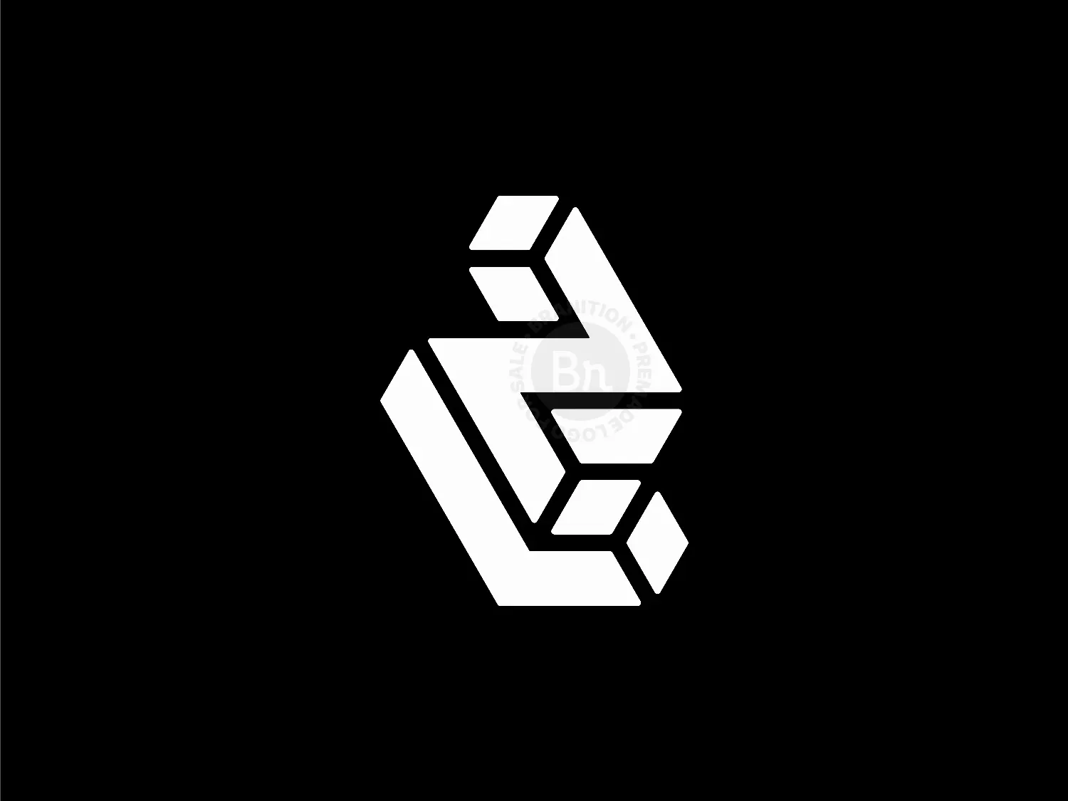 Letter LN Initial NL 3D Geometric Line Logo