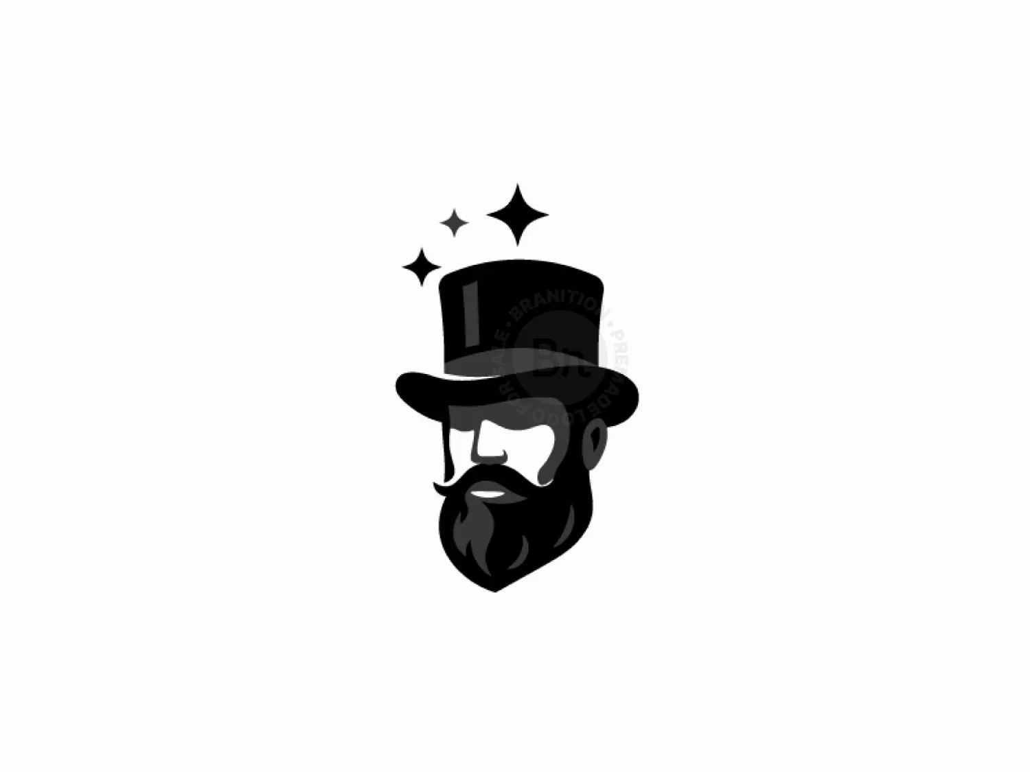 Magician Man With Beautiful Beard Logo