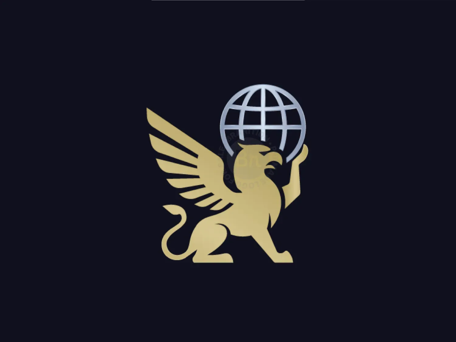Strong Griffin Holding A Globe Logo
