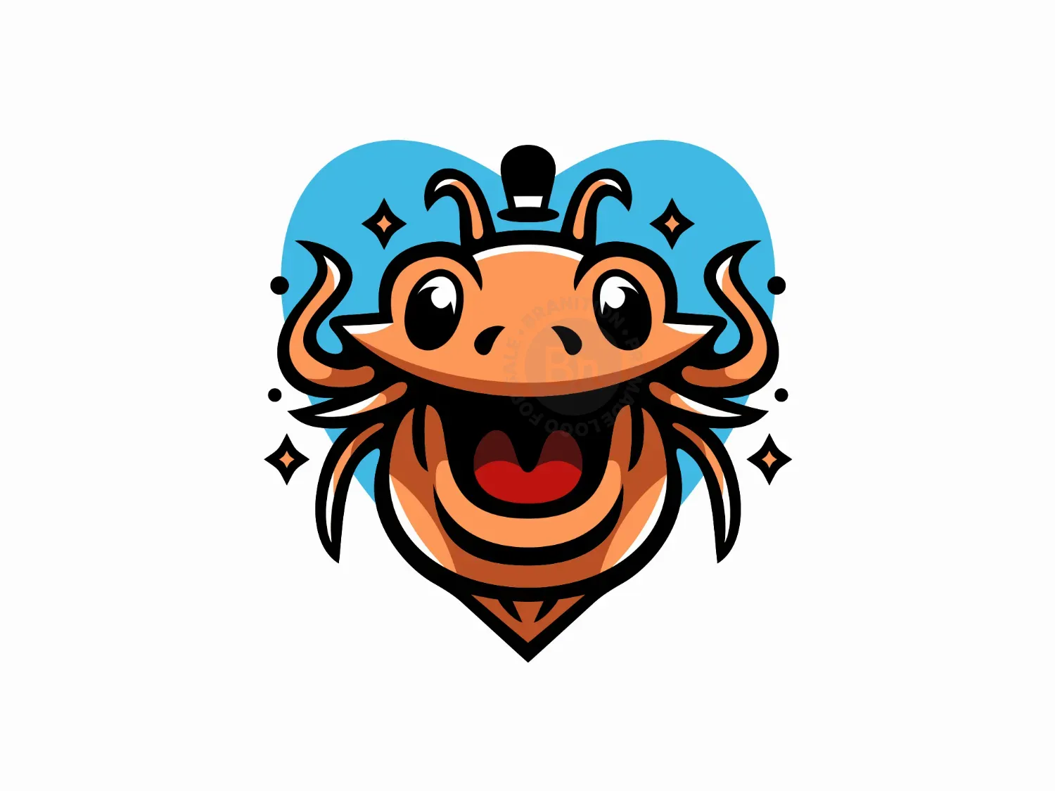 Shrimp Head Mascot Love Logo
