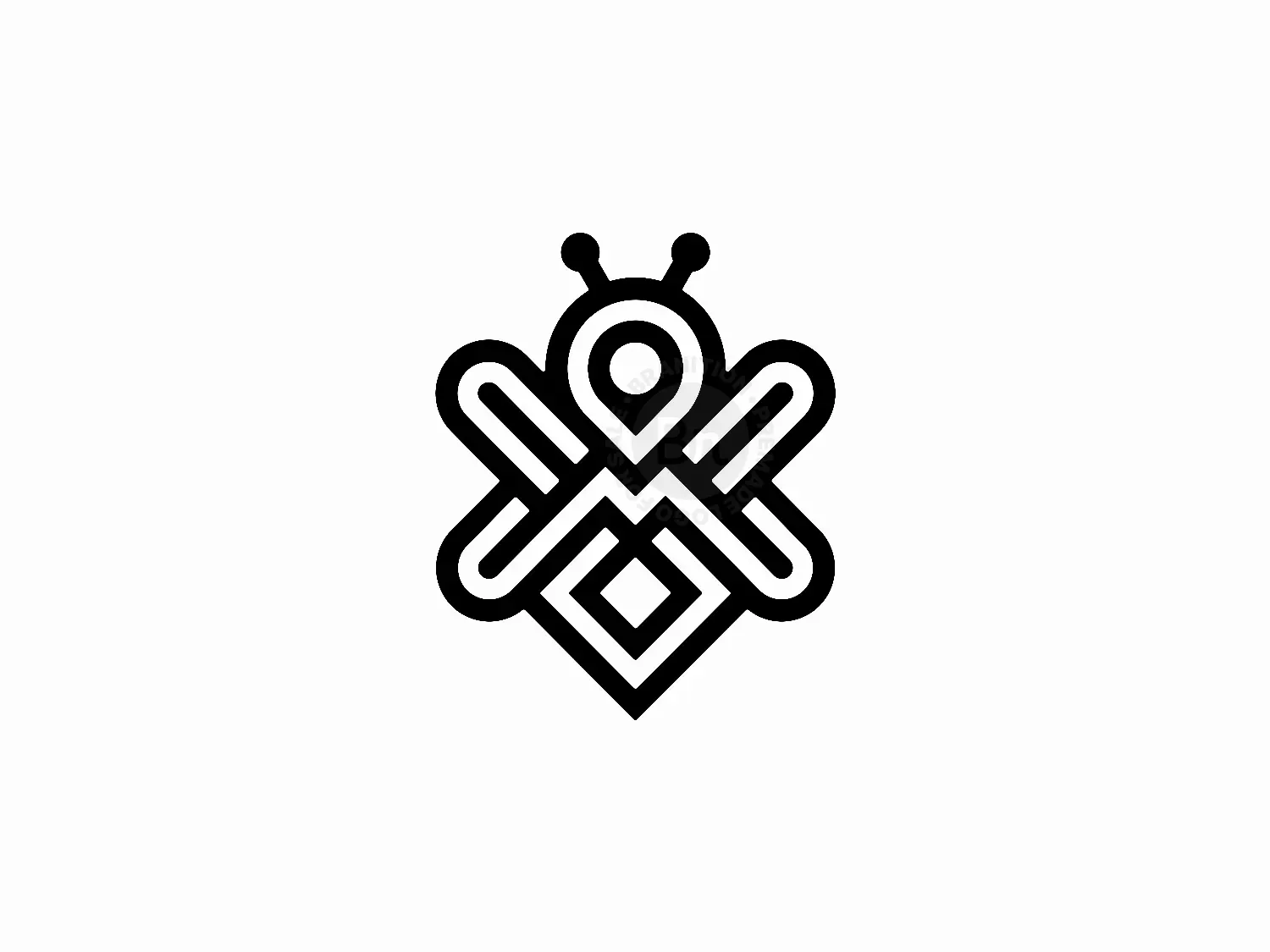 Letter M Bee Pin Map Logo