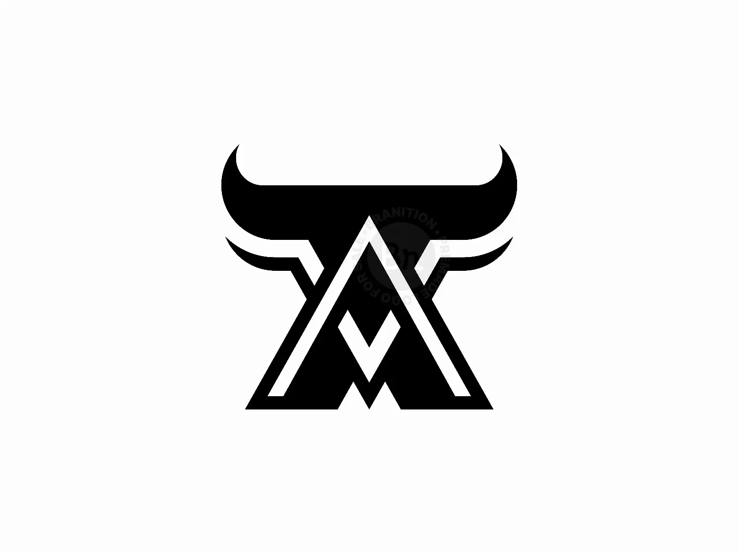 Letter A Head Bull Horns Logo