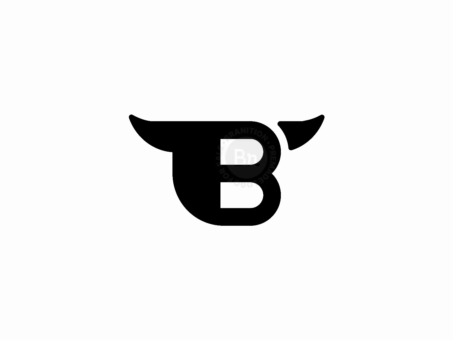 Letter B Bull Horns Uppercase Lettermark Logo