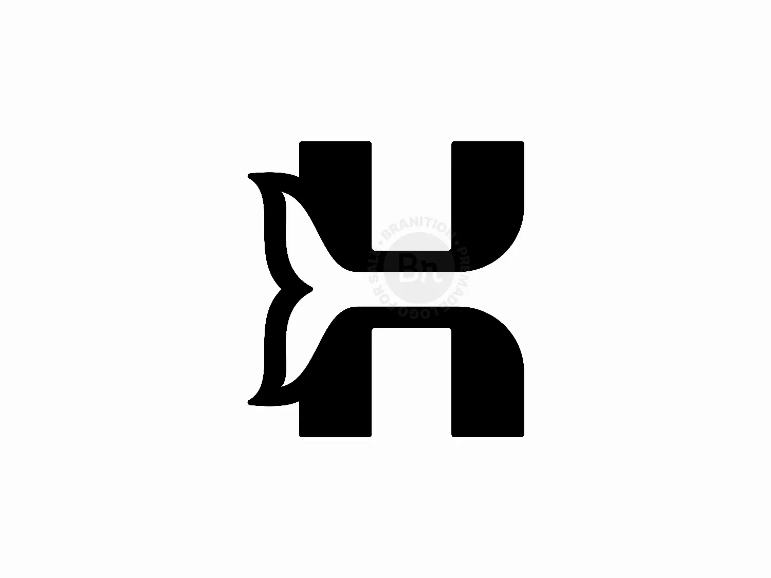Letter K Whale Fish Tail Logo