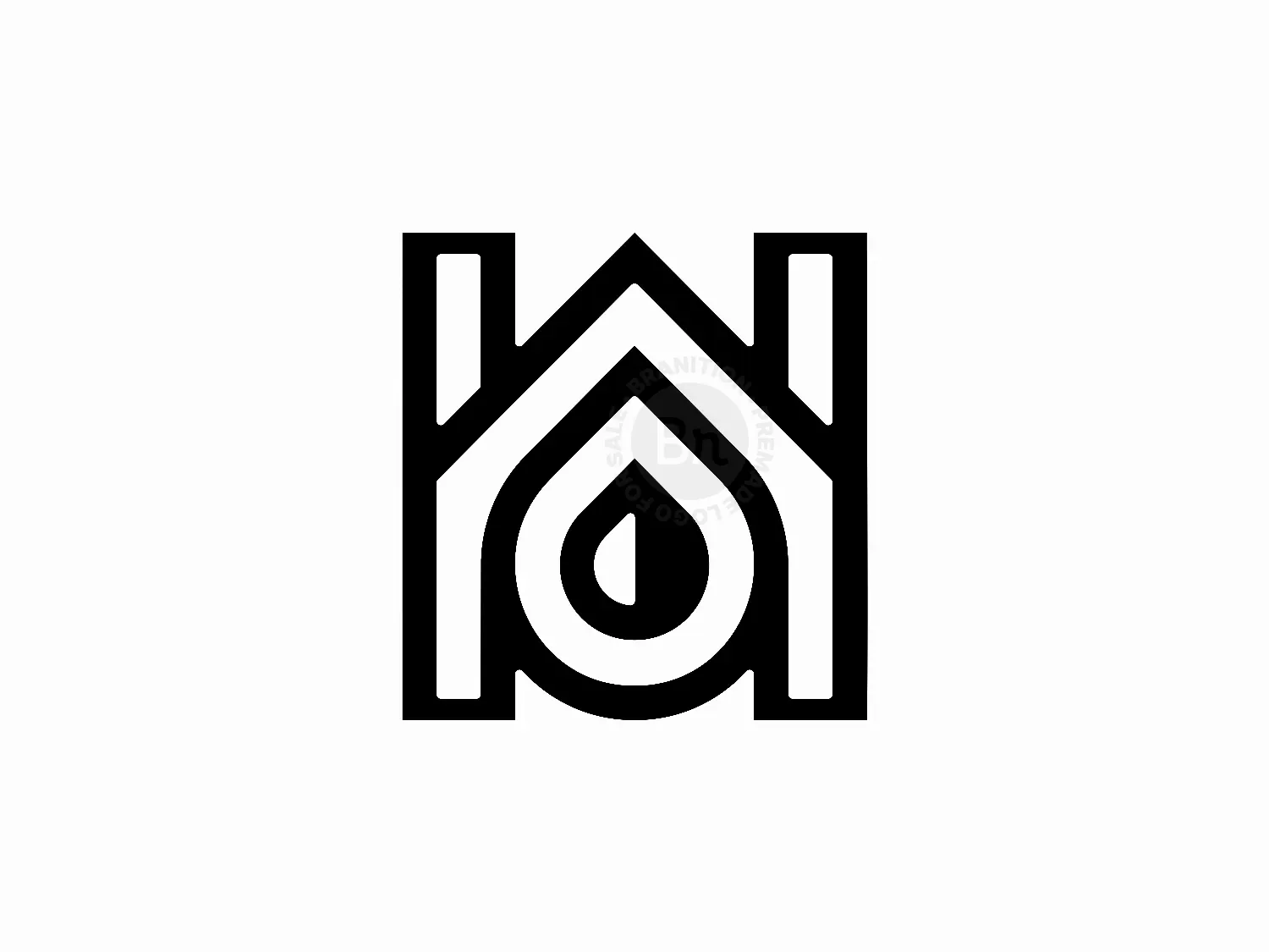 Letter H House Droplet Water Logo