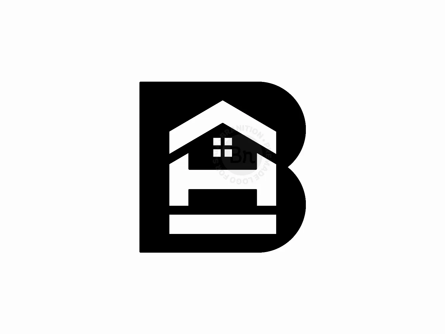 Letter Bh Initial Hb House Logo