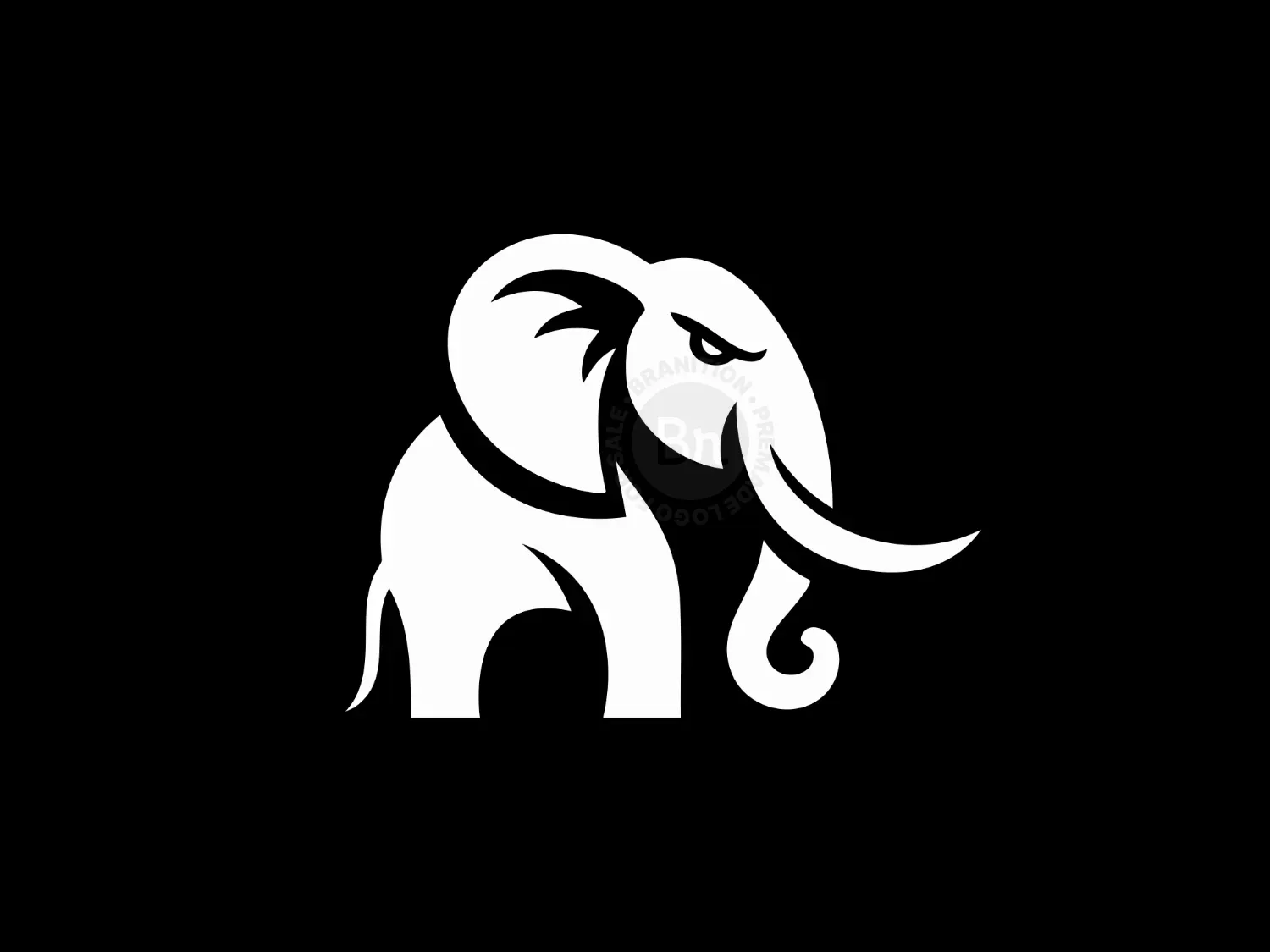 Aggressive Elephant Logo In Bold Monochrome Mascot Style