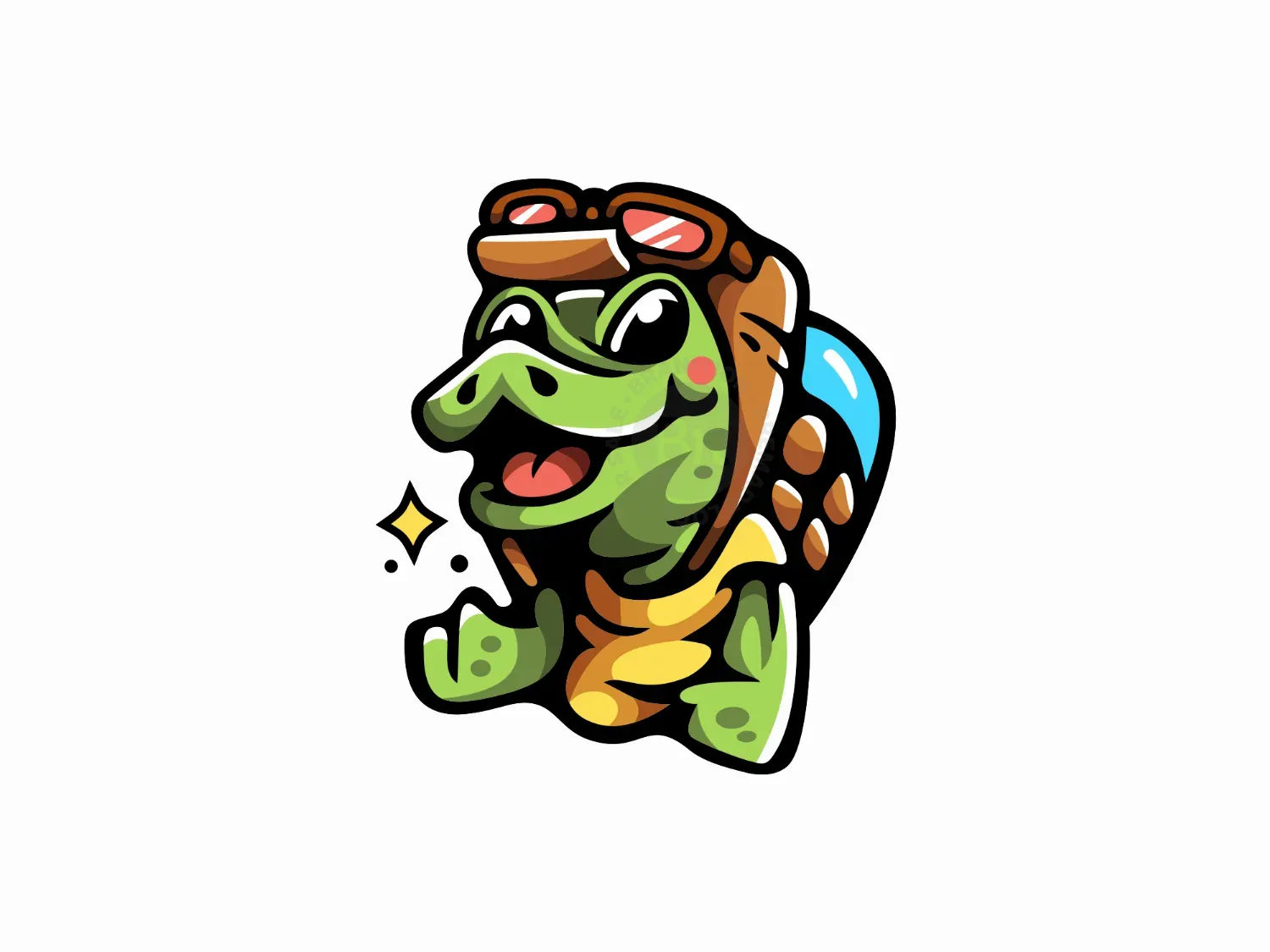 Cute Pilot Turtle Mascot Logo