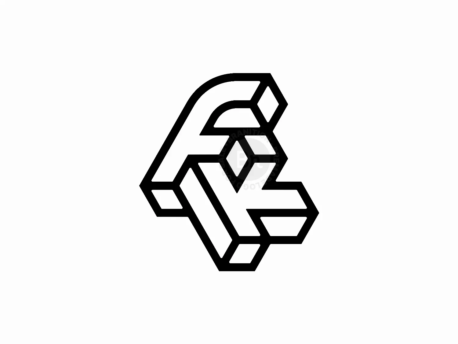 Letter FK Initial KF Isometric Logo