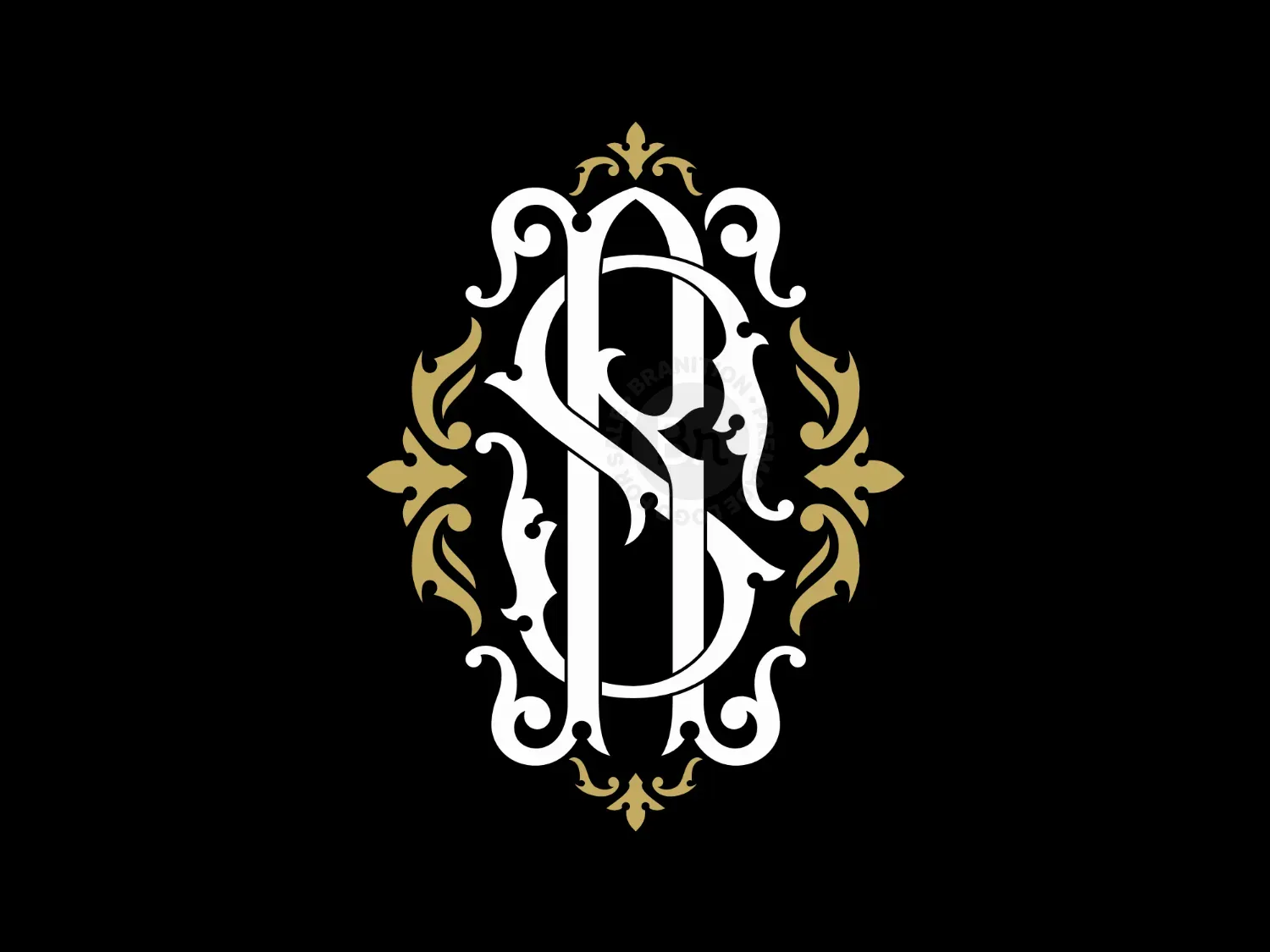 Vintage Monogram SR Or RS Ornamental Logo