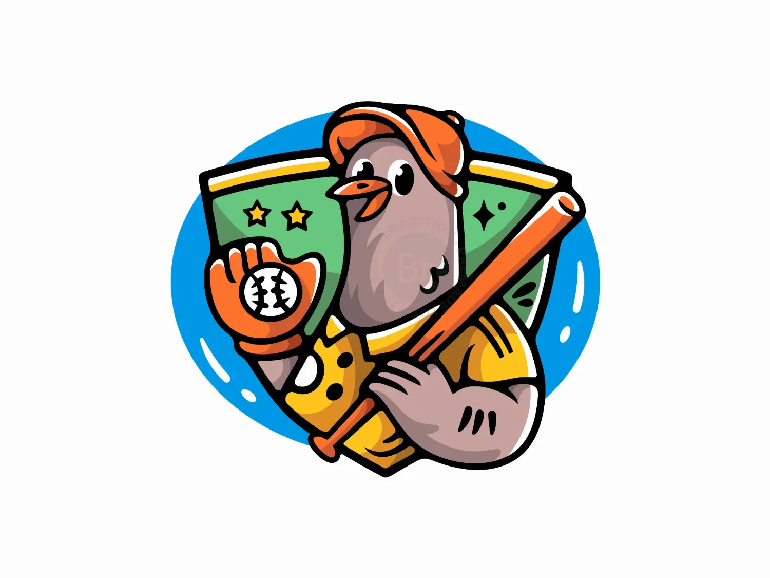 Dove Baseball Mascot Cute Logo