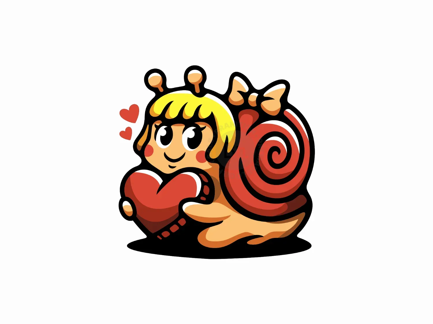 Cute Love Snail Mascot Logo