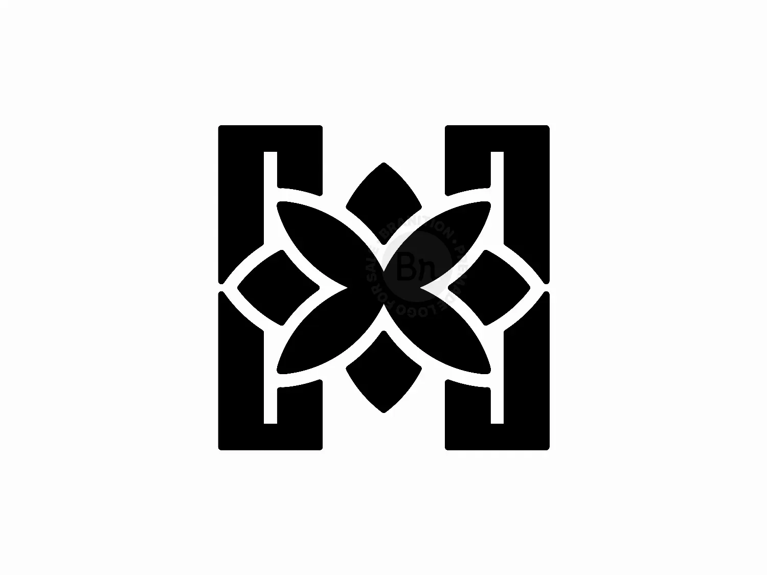 Letter H Lotus Flower Blossom Logo