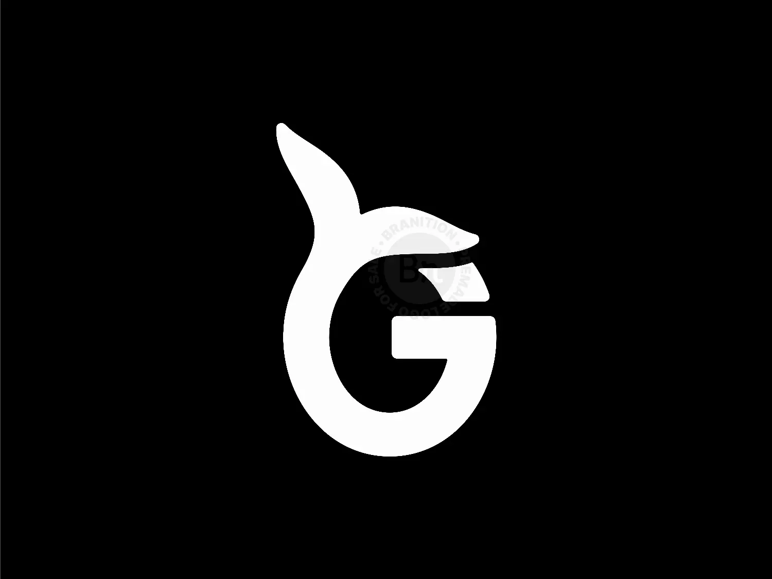 Letter G Whale Tail Monogram Logo