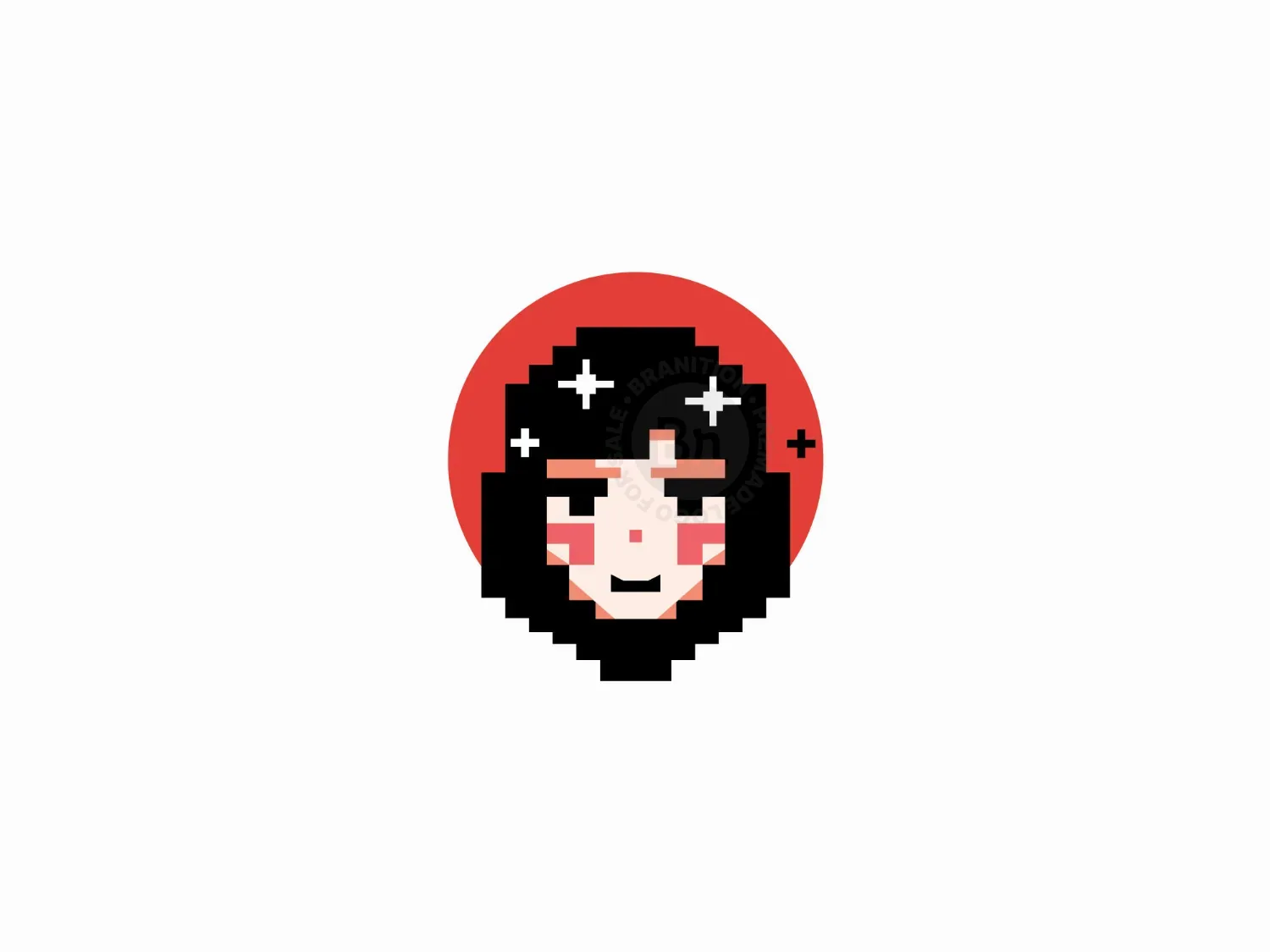 Pixel Charm Logo Or Retro Smiling Face Logo