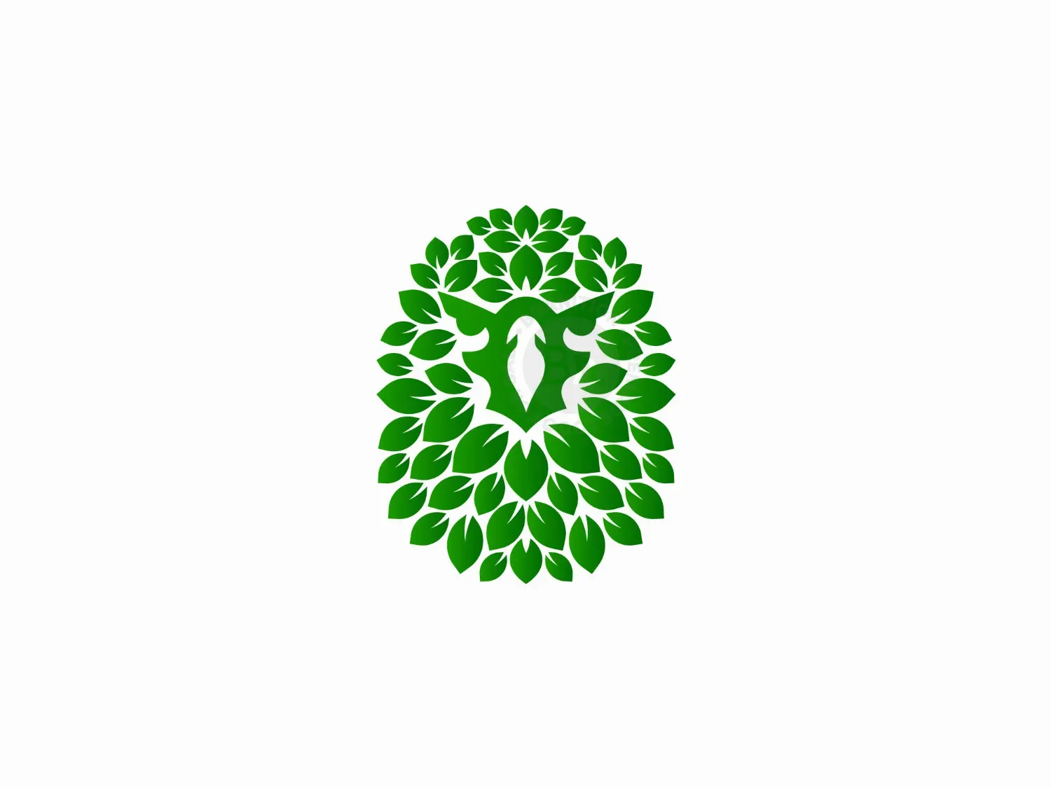Green Leaf Eagle Head Elegant Logo