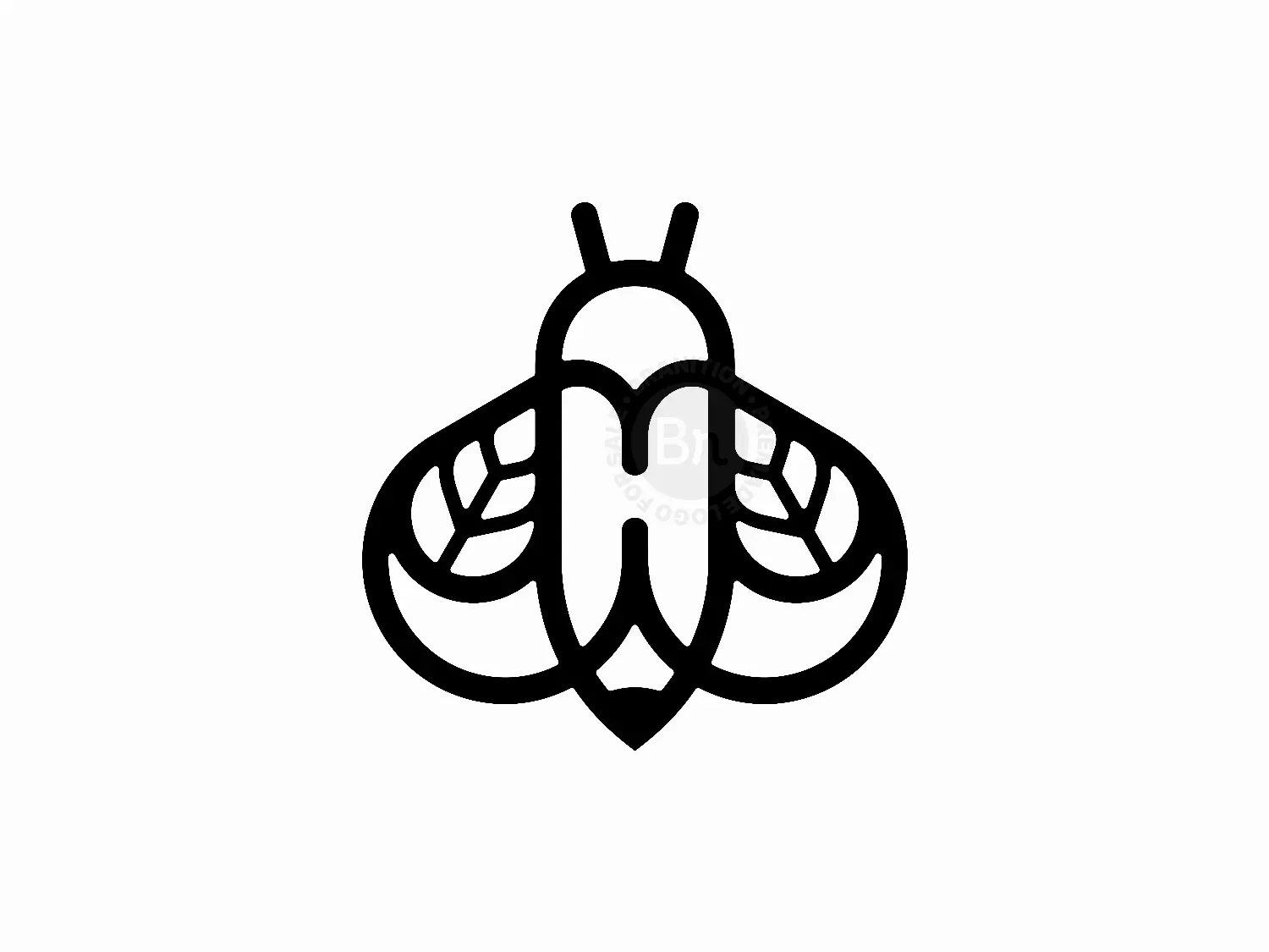 Letter H Bee Pencil Leaf Logo