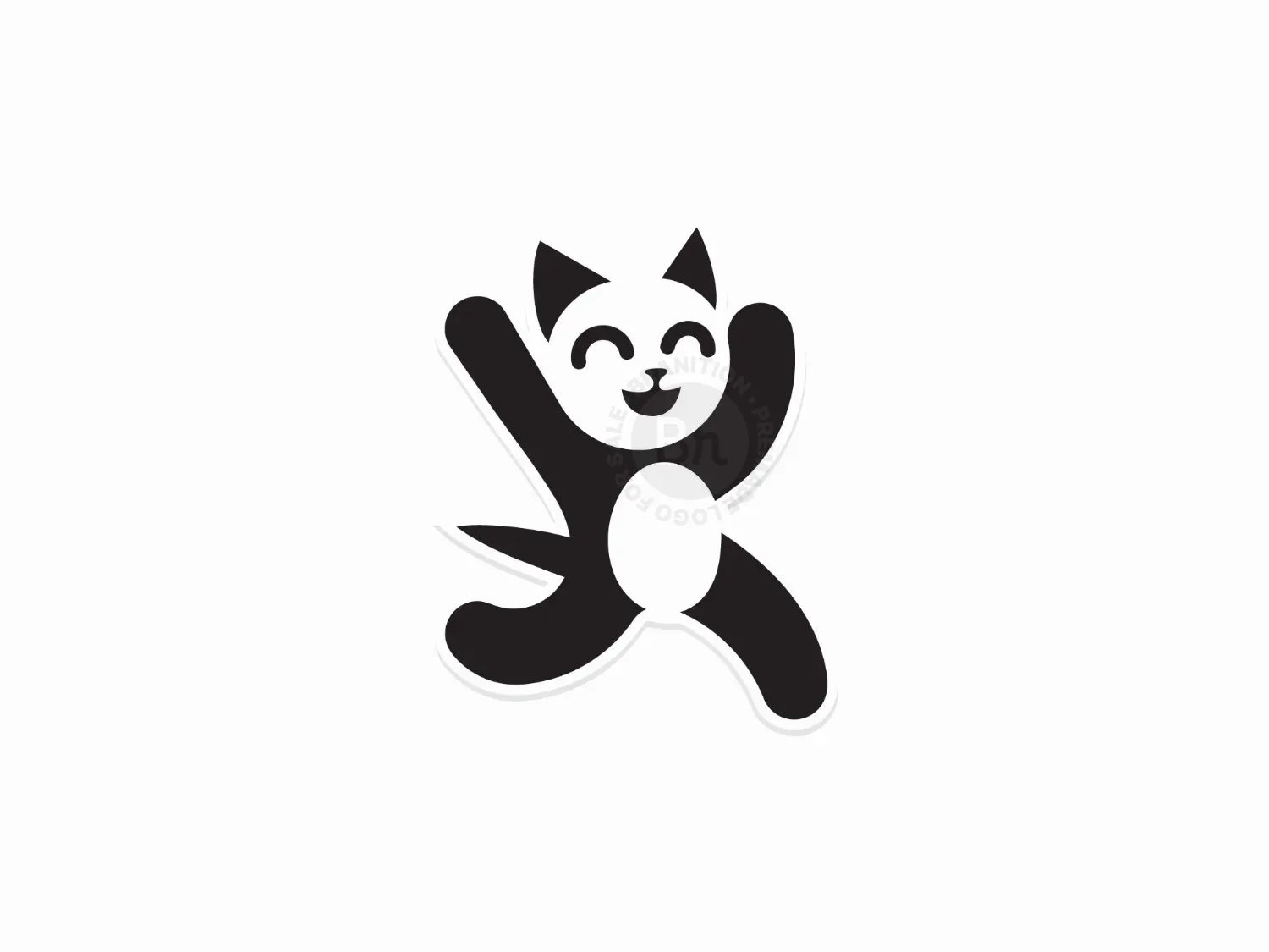 Happy Running Kitten Cartoon Logo