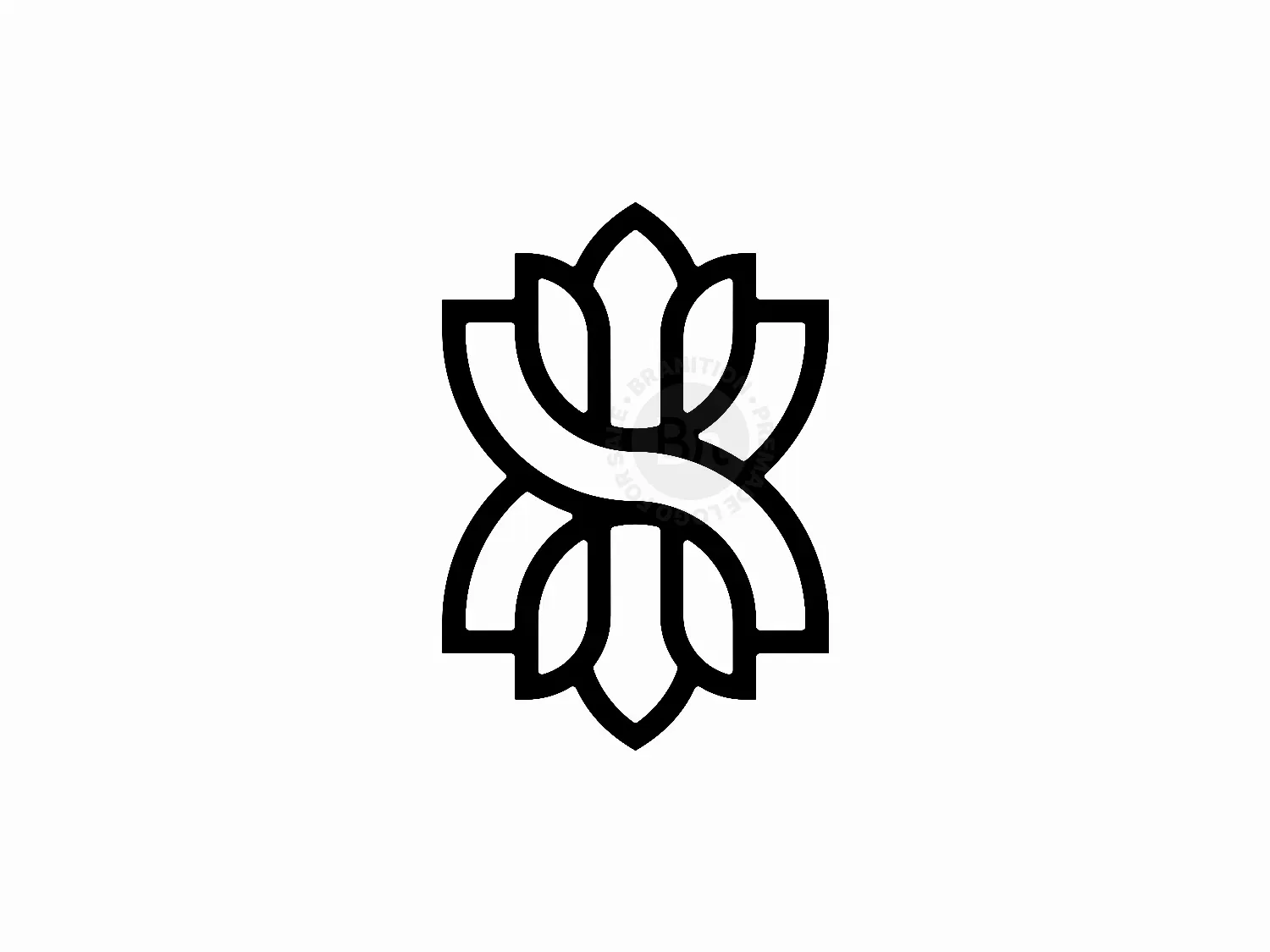 Letter X Lotus Flower Blossom Logo
